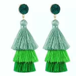 Tassel fashion earrings multicolored layered green